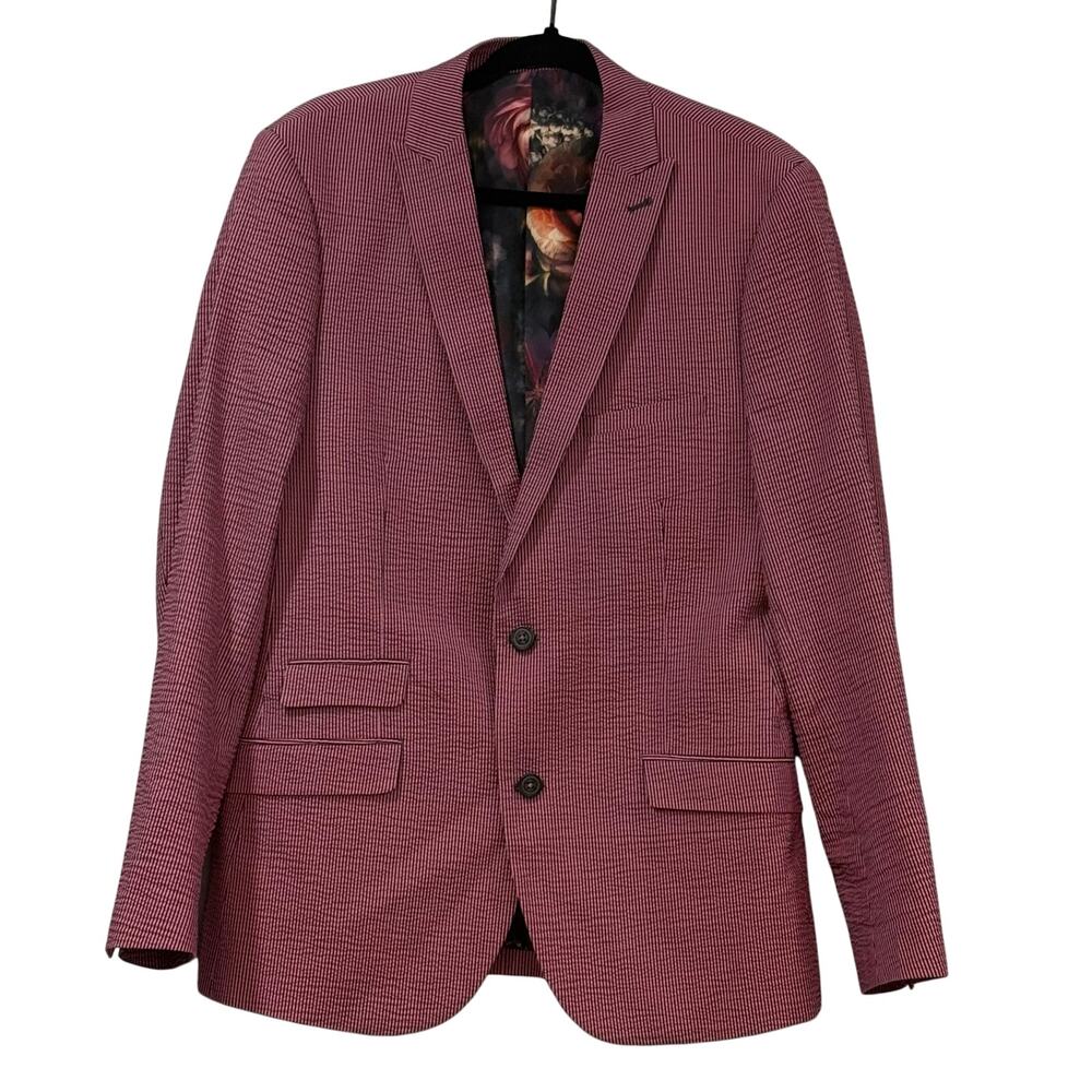 Paisley & Gray Mens 42R Gray Pink Floral Lined Blazer Sport Coat Suit Jacket